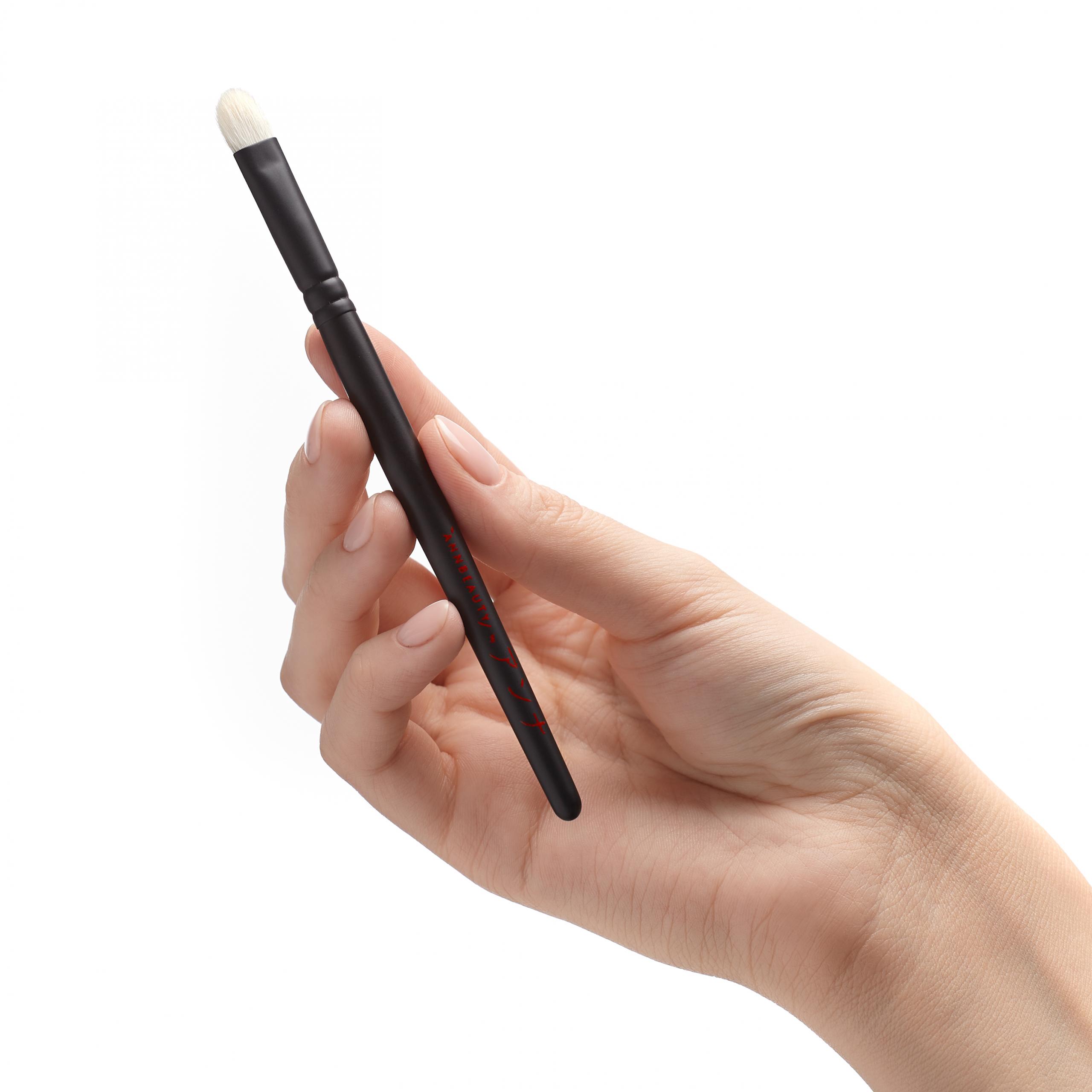 Annbeauty S16 Eyeshadow and Pencil Brush in hand